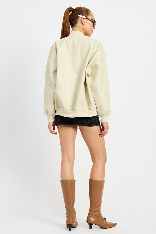 Blouson Bomber Coupe Oversize avec Fermeture Zippée pour Femme | Idéal pour les Tenues Quotidiennes et les Sorties Urbaines