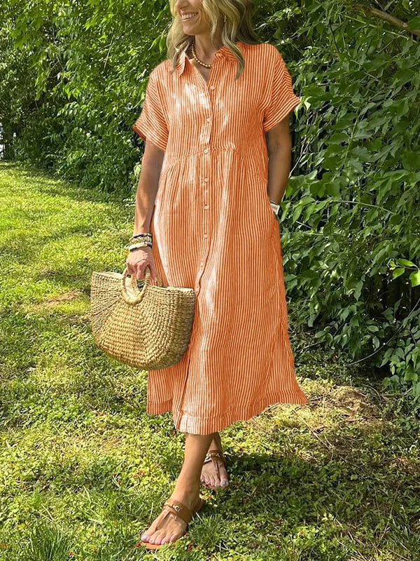 Robe Longue avec Col et Boutonnage Frontal pour Femme | Idéal pour l'Été Décontracté