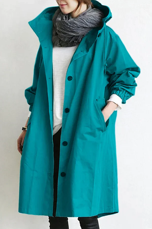 Imperméable Long avec Capuche pour Femme | Idéal pour les Jours de Pluie