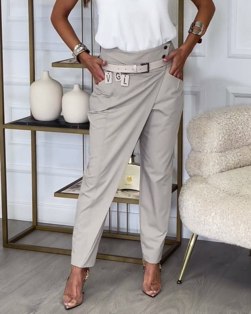 Pantalon Patchwork avec Ceinture pour Femme | Idéal pour Toutes les Saisons