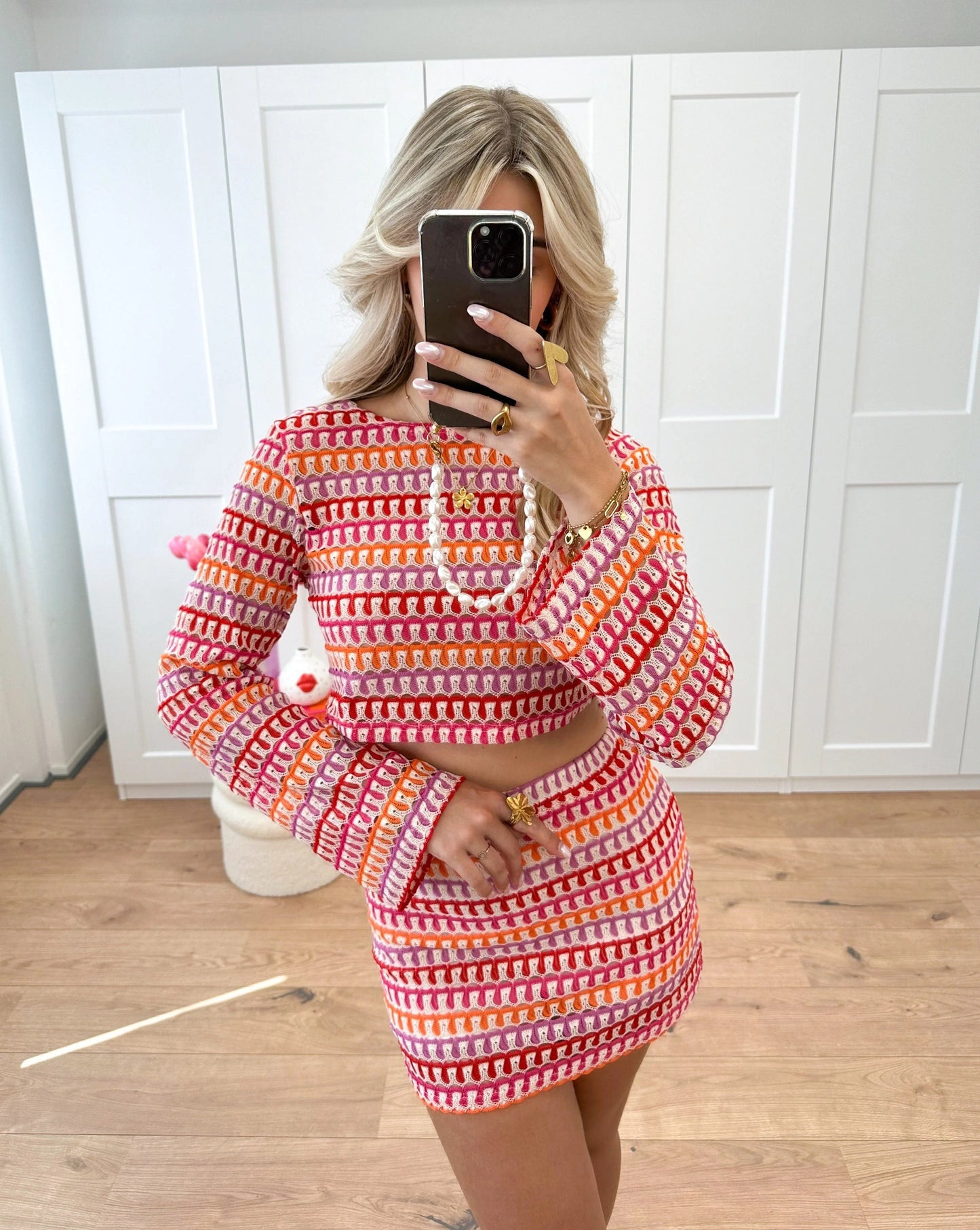 Ensemble Deux Pièces avec Crop Top Manches Longues et Jupe Mini Taille Haute pour Femme | Idéal pour le Printemps ou les Sorties