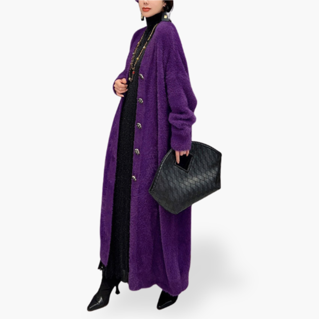 Cardigan Long à Col en V avec Boutons pour Femme déal pour l’Automne et l’Hiver