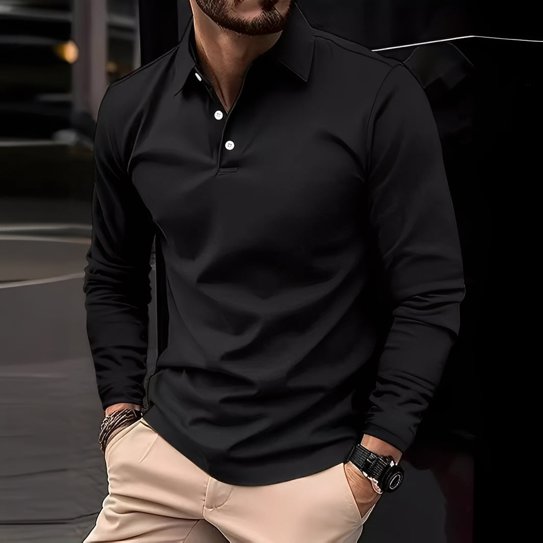 Polo À Col Classique avec Manches Longues pour Homme | Idéal pour Un Usage Quotidien