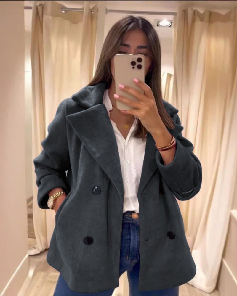 Manteau À Double Boutonnage avec Col Revers pour Femme | Idéal pour L’Automne Et L’Hiver