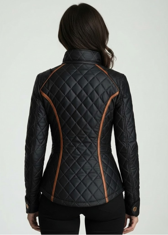 Veste Matelassée À Motif Losange Avec Col Montant Pour Femme | Idéale Pour La Saison Froide