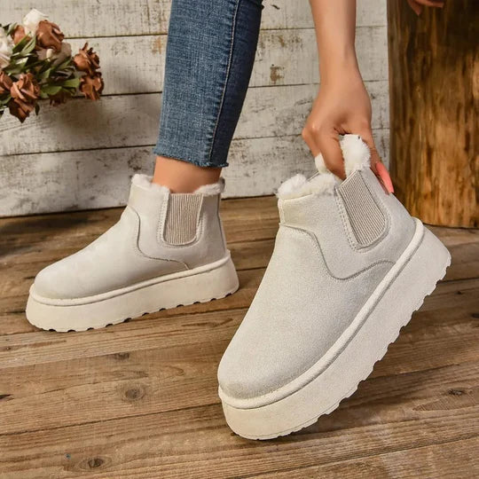 Bottines D’Hiver À Enfiler avec Semelle Épaisse Antidérapante pour Femme | Idéales pour Saison Froide