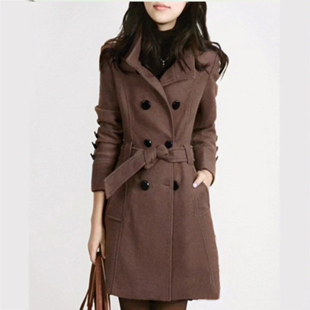 Manteau Long avec Ceinture Et Manches Longues pour Femme | Idéal pour La Mi-Saison
