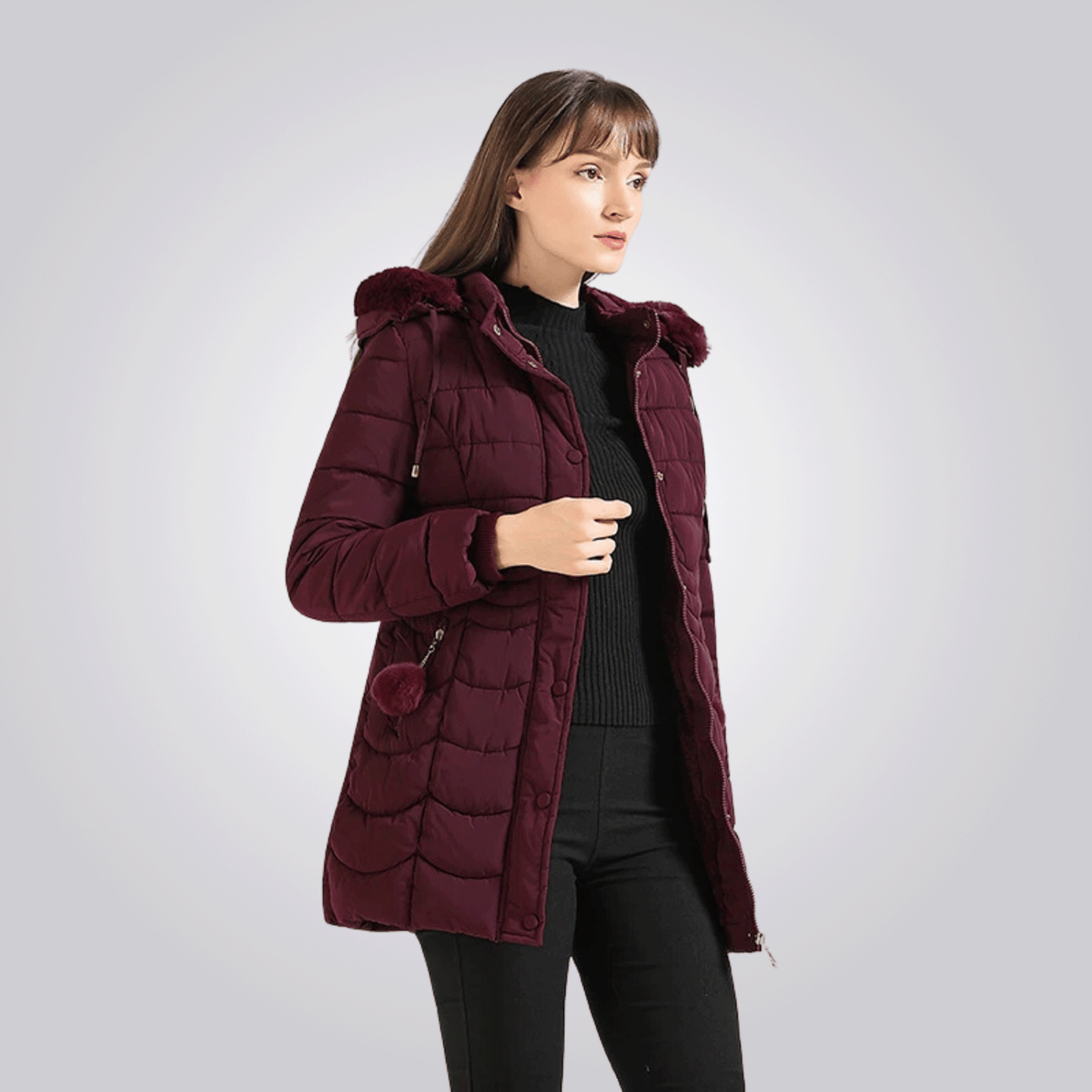 Manteau Long avec Capuche Amovible pour Femme | Idéal pour l’Hiver