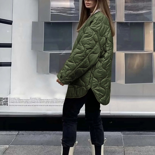 Veste Matelassée À Col Rond avec Poches pour Femme | Idéale pour La Saison Automne-Hiver