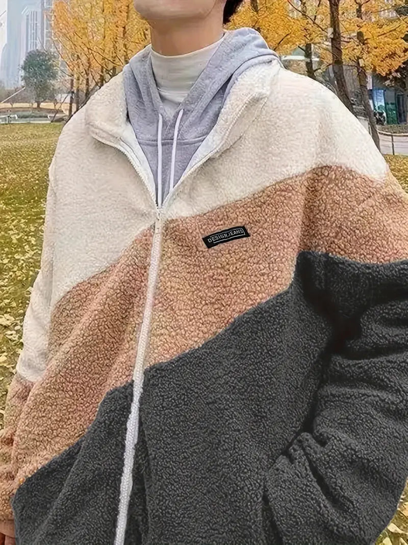 Veste à Manches Longues avec Motif Colorblock pour Hommes | Idéale pour les Journées Fraîches