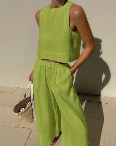 Ensemble Sans Manches avec Haut et Shorts Coordonnés pour Femme | Idéal pour l’Été et les Sorties Décontractées