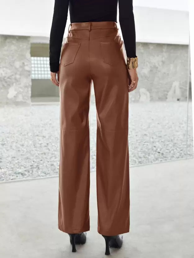 Pantalon Taille Haute avec Jambes Droites pour Femme | Idéal pour le Travail ou les Sorties Quotidiennes