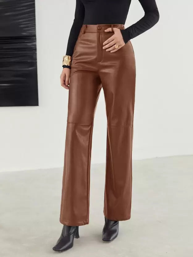 Pantalon Taille Haute avec Jambes Droites pour Femme | Idéal pour le Travail ou les Sorties Quotidiennes