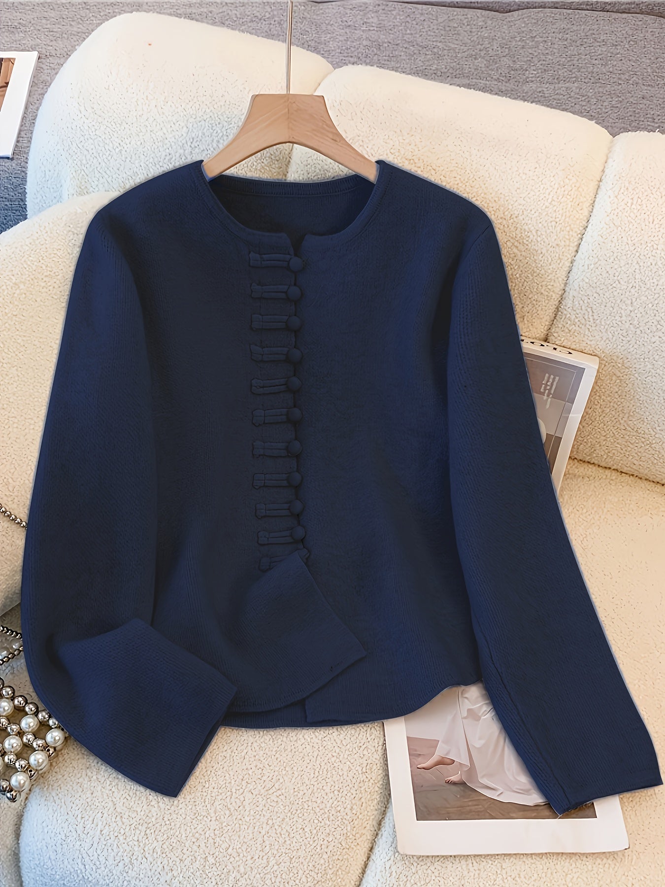 Ensemble Deux Pièces avec Cardigan à Manches Longues et Jupe Mi-Longue Taille Élastique pour Femme | Idéal pour Automne et Hiver