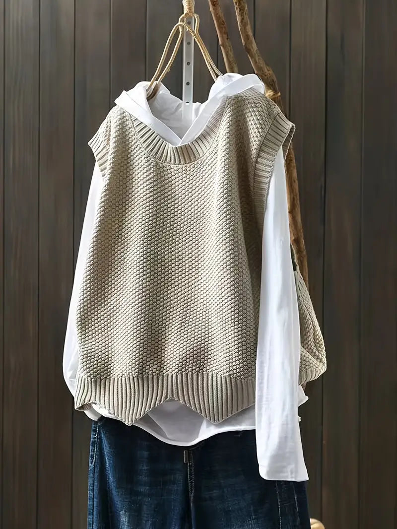 Pull Sans Manches À Col Rond pour Femme | Idéal pour La Mi-Saison Et L’Été