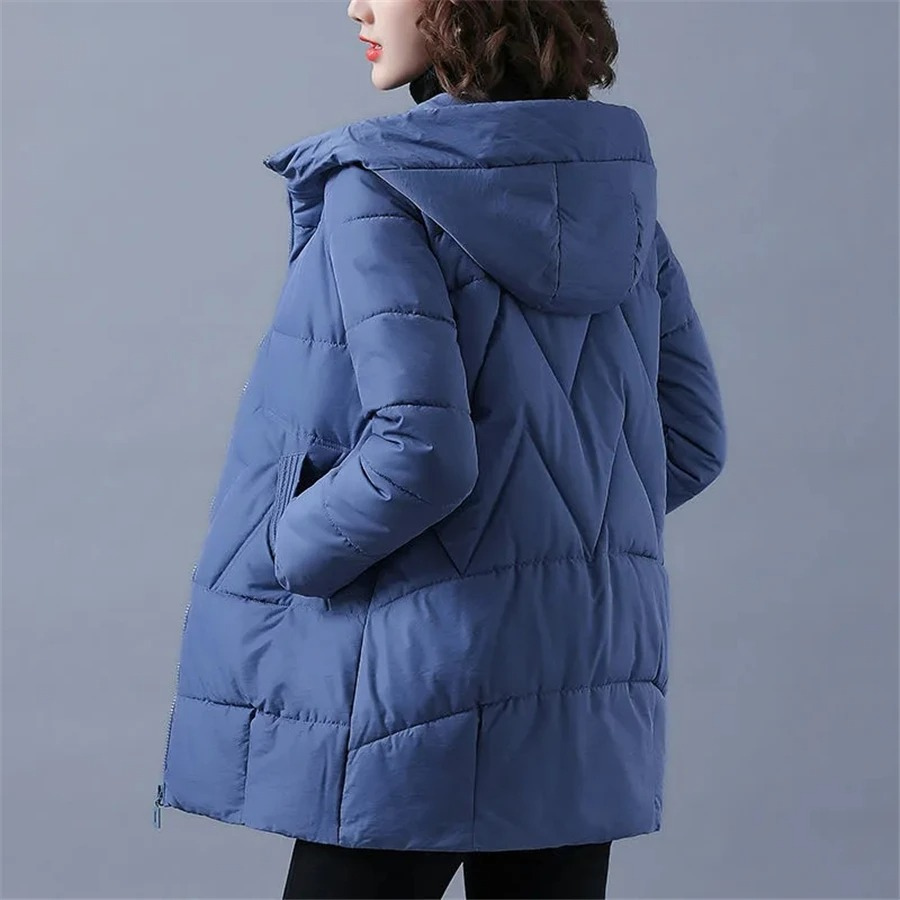 Veste Matelassée À Col Rond avec Motif Côtelé pour Femme | Idéale pour La Saison Automne-Hiver