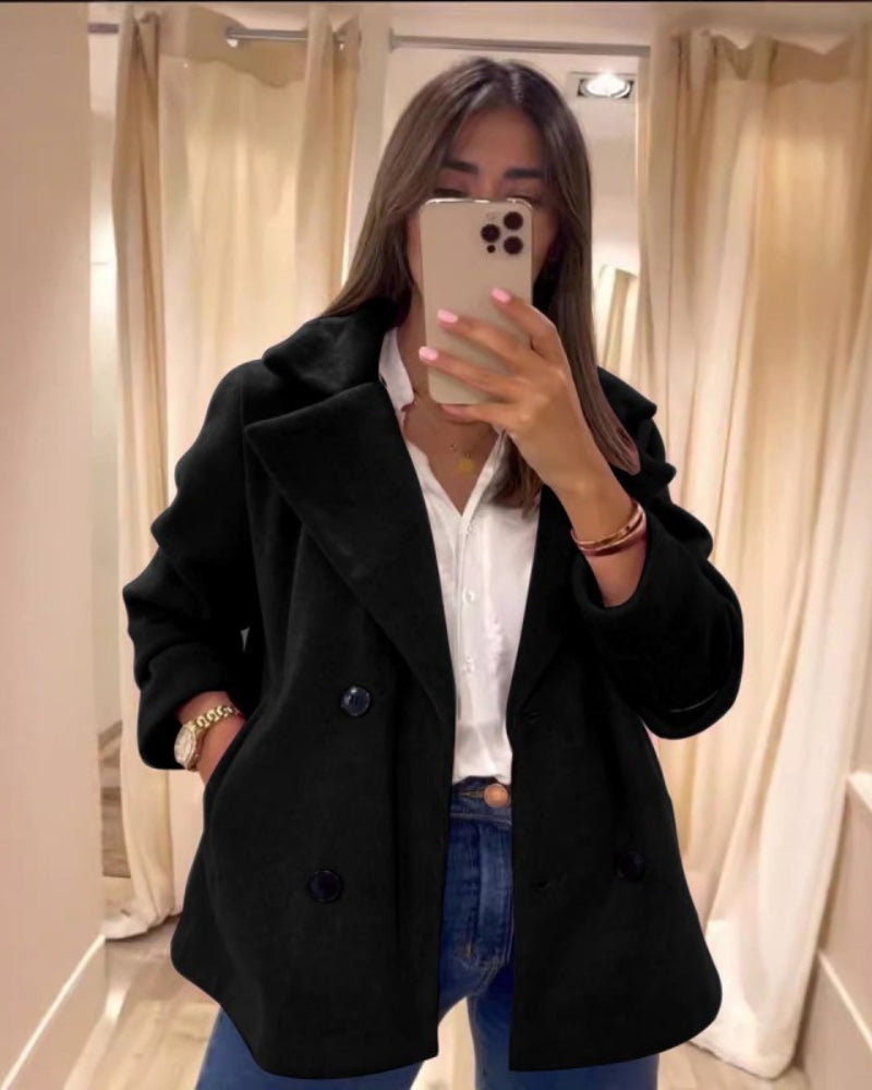 Manteau À Double Boutonnage avec Col Revers pour Femme | Idéal pour L’Automne Et L’Hiver