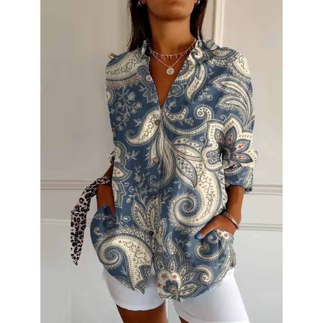 Blouse À Imprimé Floral Avec Manches Longues Pour Femme | Idéale Pour le Printemps et l'Été