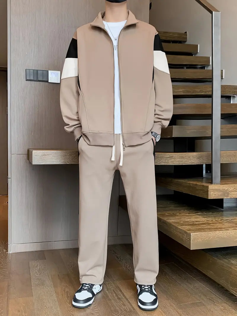 Ensemble de Survêtement pour Homme avec Hoodie Zippé et Pantalon à Cordon | Idéal pour l’Automne