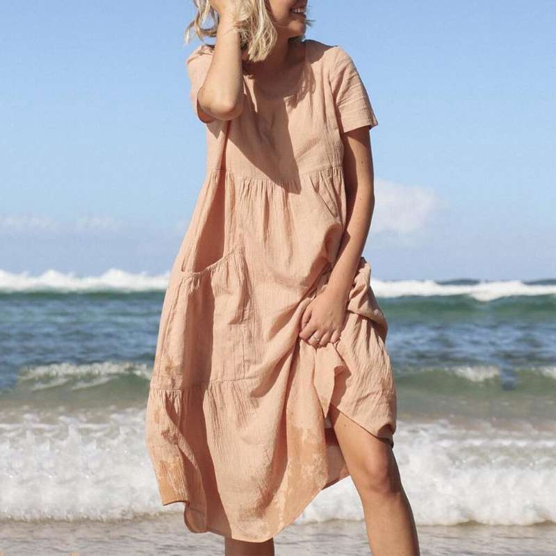 Robe à Coupe Classique avec Manches Courtes pour Femme | Idéale pour les Occasions Formelles et Quotidiennes
