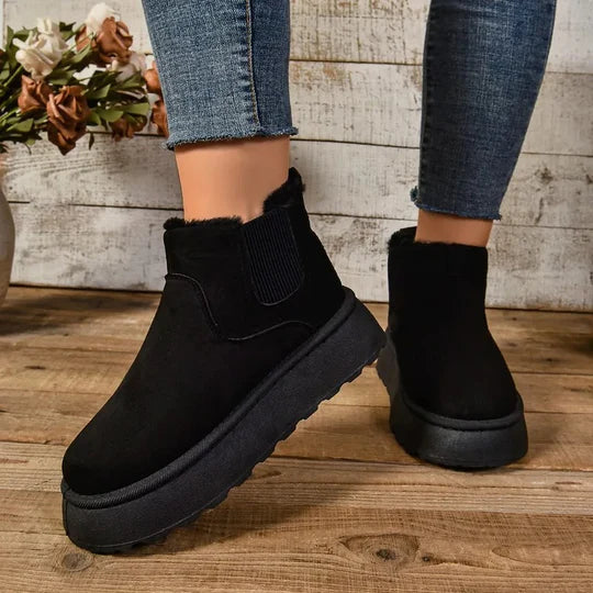 Bottines D’Hiver À Enfiler avec Semelle Épaisse Antidérapante pour Femme | Idéales pour Saison Froide
