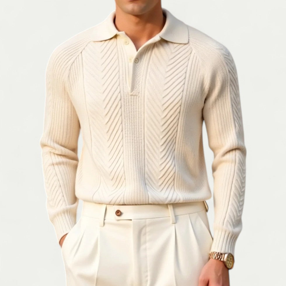 Chemise Tricotée à Manches Longues avec Col Polo pour Homme | Idéale pour la Mi-Saison