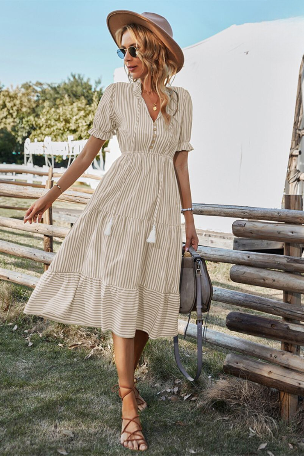 Robe Mi-Longue avec Détail à Nouer pour Femmes | Idéale pour l’Été Ask ChatGPT
