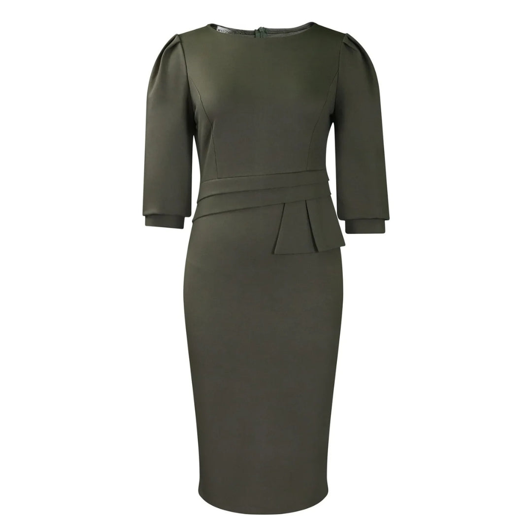 Robe Crayon Midi avec Ceinture à la Taille pour Femme | Idéale pour Travail et Occasions Quotidiennes