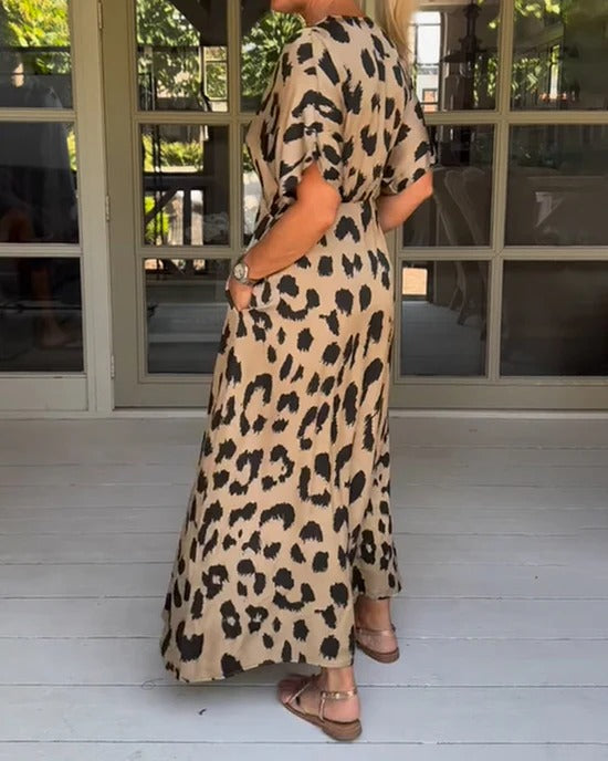 Robe Longue à Imprimé Animalier pour Femme | Idéale pour les Soirées et Sorties en Ville