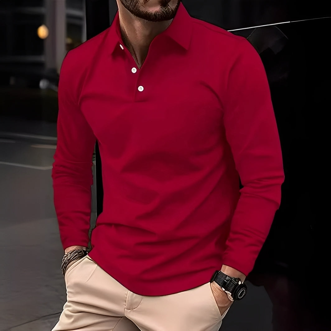 Polo À Col Classique avec Manches Longues pour Homme | Idéal pour Un Usage Quotidien