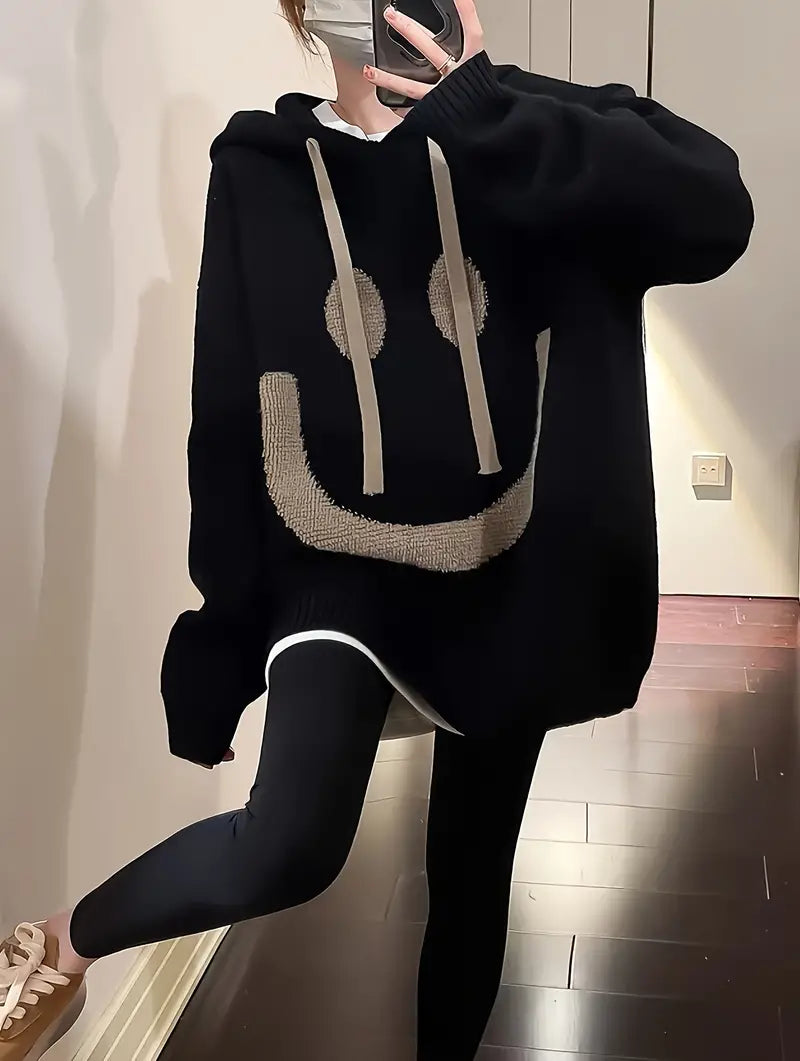 Hoodie à Manches Longues avec Motif Sourire pour Adultes | Idéal pour un Usage Quotidien
