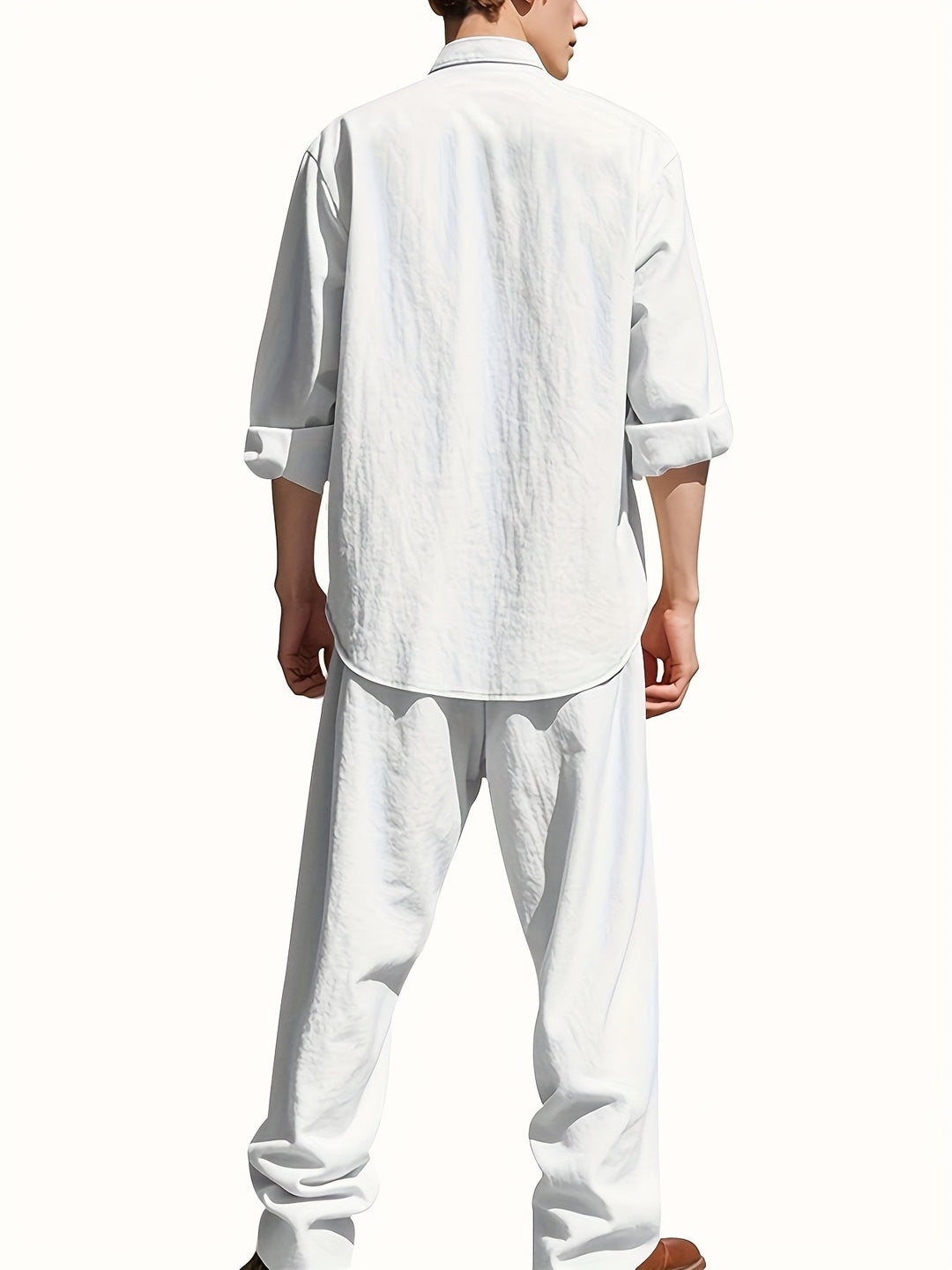 Ensemble Deux Pièces avec Col Mao et Taille Élastique pour Homme | Idéal pour la Saison Chaude