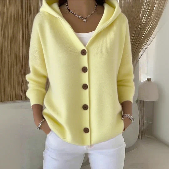 Gilet En Maille Avec Capuche Et Fermeture À Boutons Pour Femme | Idéal Pour La Mi-Saison