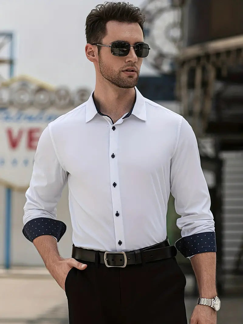 Chemise À Manches Longues pour Homme avec Col Classique | Idéale pour Le Bureau