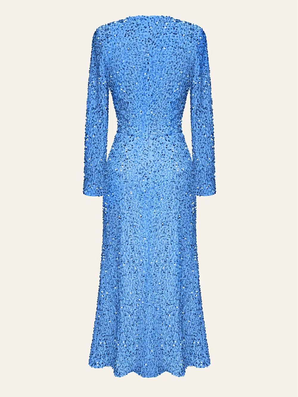 Robe Midi À Manches Longues avec Détails Brillants pour Femme | Idéale pour Les Soirées Et Réceptions