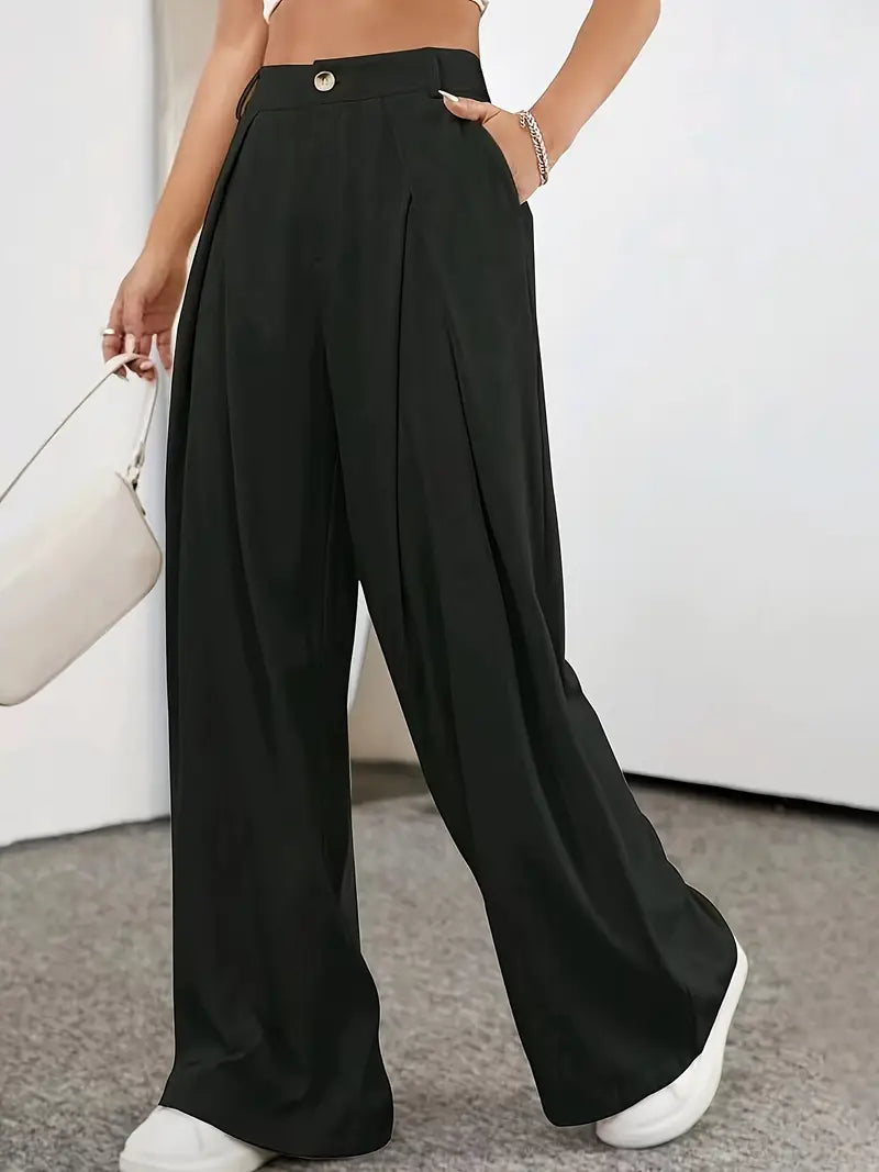 Pantalon Plissé à Taille Haute pour Femme | Idéal pour le Bureau et les Sorties Décontractées