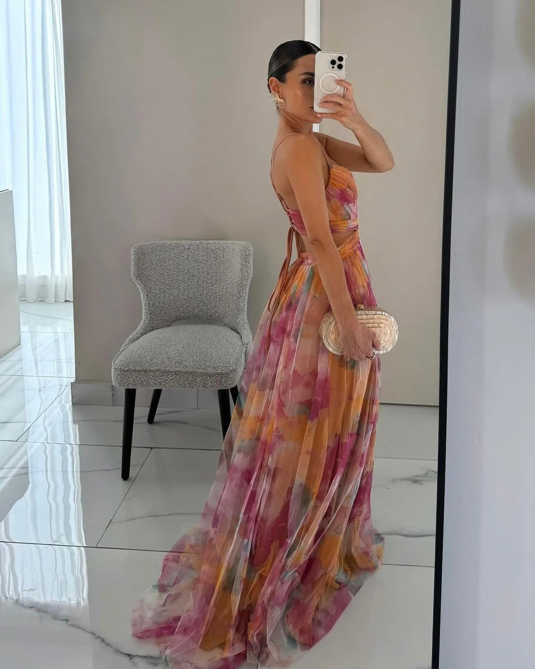 Robe Longue avec Motif Floral pour Femme | Idéale pour les Événements d'Été