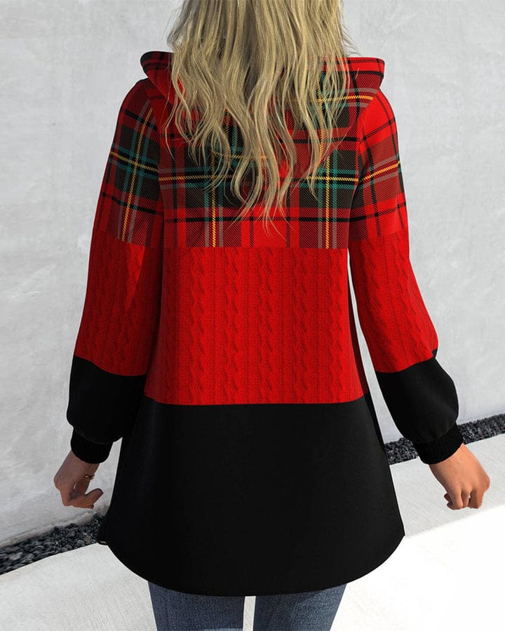 Veste À Carreaux avec Capuche pour Femme | Idéale pour L’Hiver