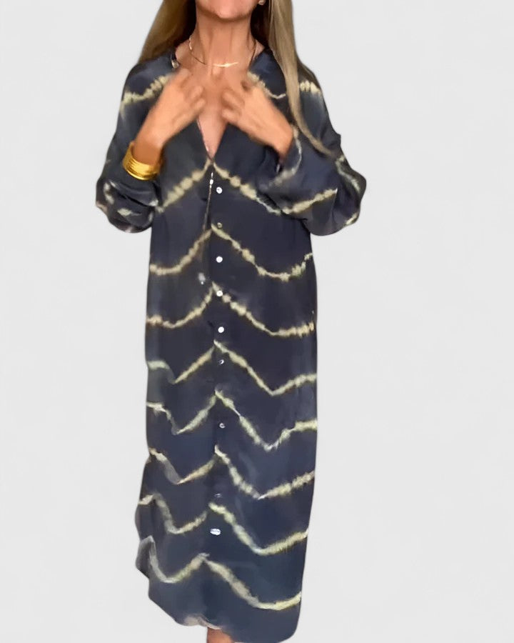 Robe Maxi À Rayures Chevron Avec Col En V Pour Femme | Idéale Pour Le Quotidien Et Les Sorties Décontractées