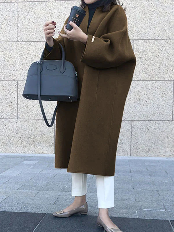 Manteau Long Croisé Sans Boutons pour Femme | Idéal pour l’Hiver