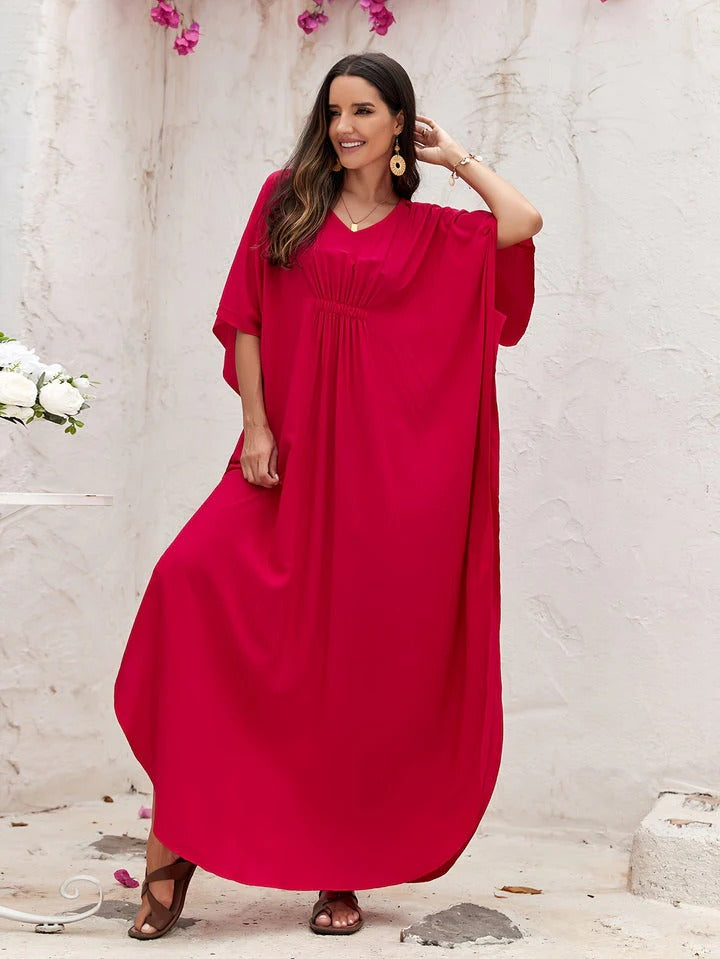 Robe Maxi Kaftan Blanche pour Femme | Idéale pour l'Été