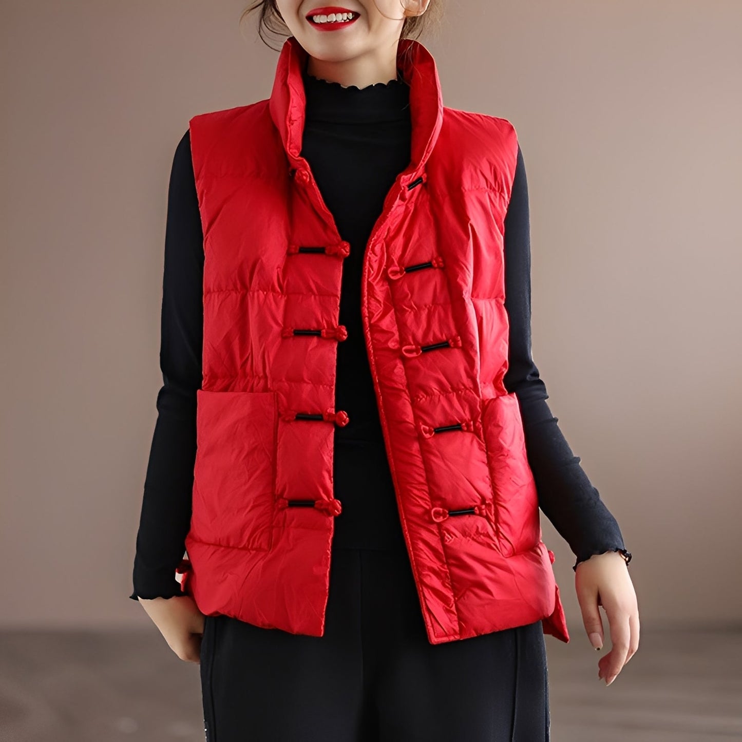 Gilet Sans Manches avec Col Montant pour Femme | Idéal pour l’Automne et l’Hiver