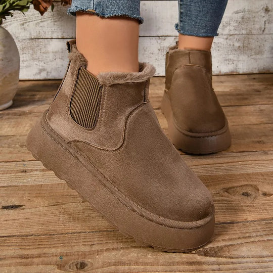 Bottines D’Hiver À Enfiler avec Semelle Épaisse Antidérapante pour Femme | Idéales pour Saison Froide