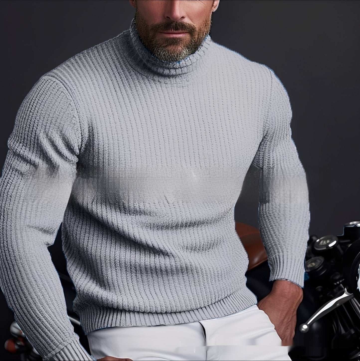 Pull à Col Roulé Uni pour Hommes avec Coupe Confortable | Idéal pour l’Automne et l’Hiver