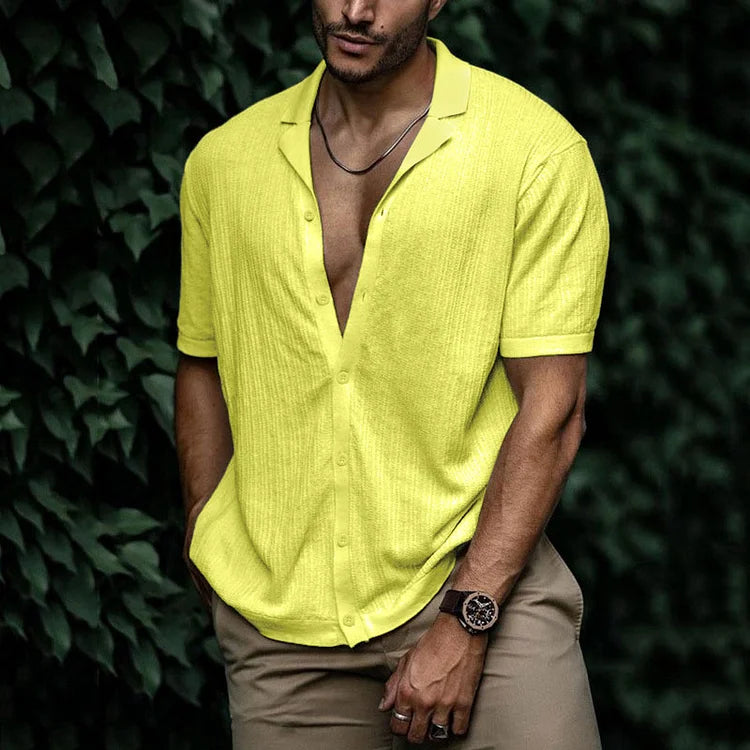 Chemise d’Été à Manches Courtes avec Col Décontracté pour Homme | Idéale pour les Journées Chaudes