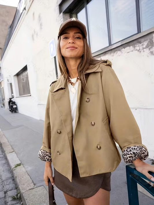 Trench-Coat Court avec Doublure Imprimée pour Femme | Idéal pour La Mi-Saison