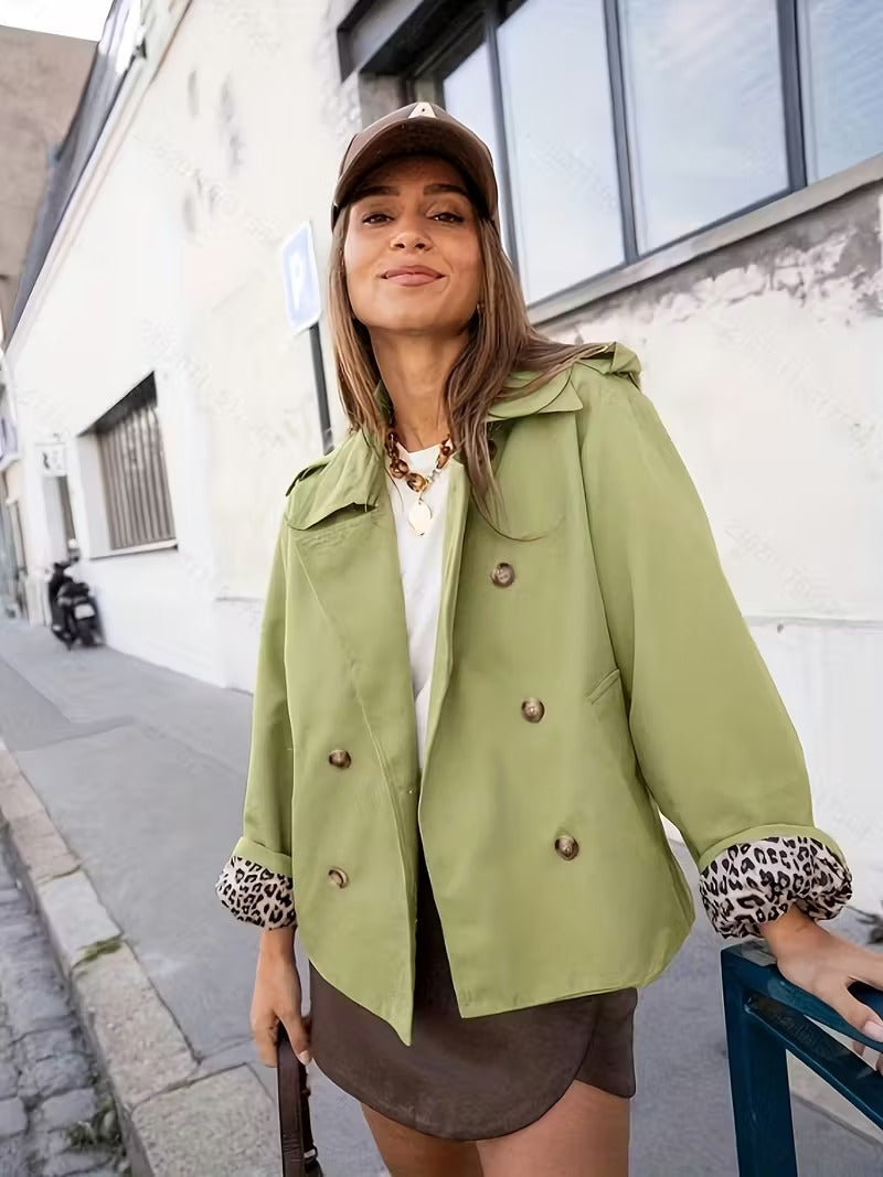 Trench-Coat Court avec Doublure Imprimée pour Femme | Idéal pour La Mi-Saison