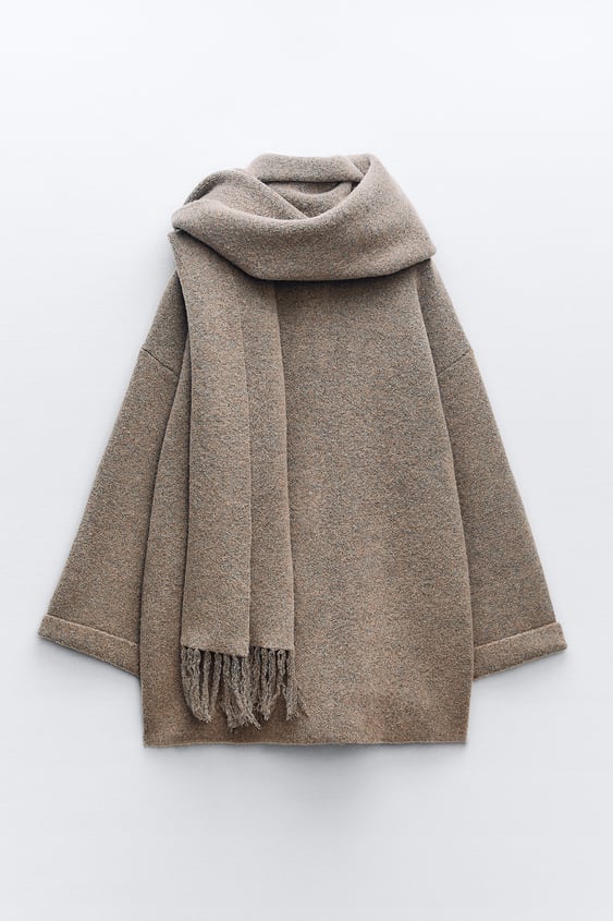 Veste Courte Tricotée avec Écharpe pour Femme | Idéale pour la Saison Froide