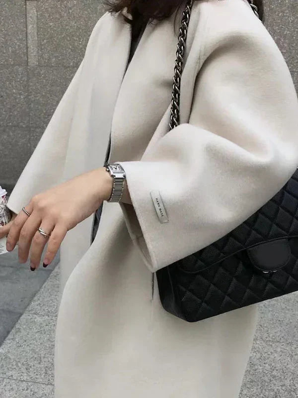 Manteau Long Croisé Sans Boutons pour Femme | Idéal pour l’Hiver