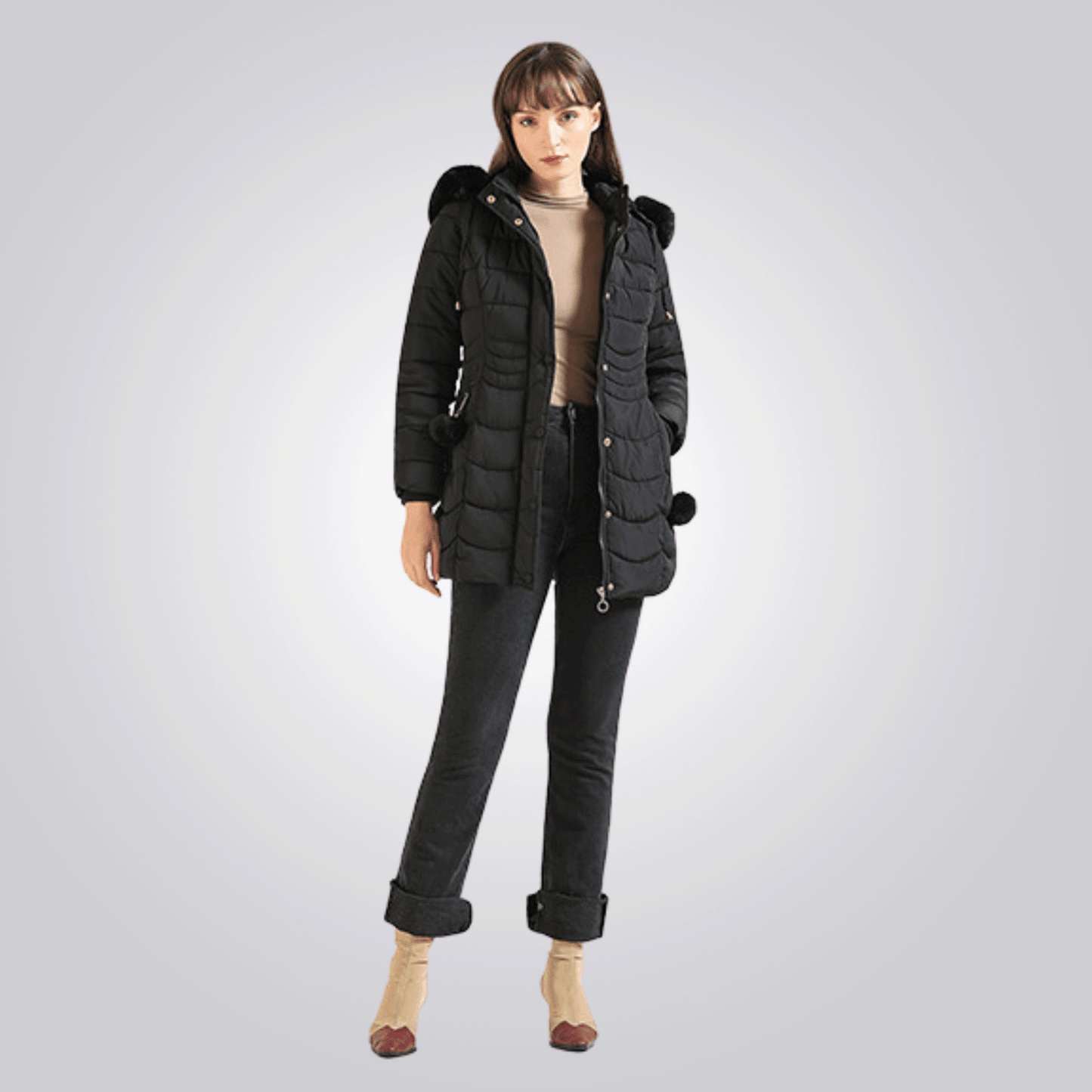 Manteau Long avec Capuche Amovible pour Femme | Idéal pour l’Hiver